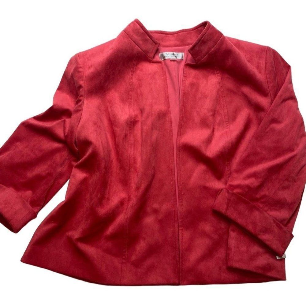Tahari "Coral Reef" Faux Suede Moleskin Open Front Blazer sz 24W NEW‎
